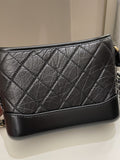 Chanel Quilted Gabrielle Hobo Black Aged Calfskin