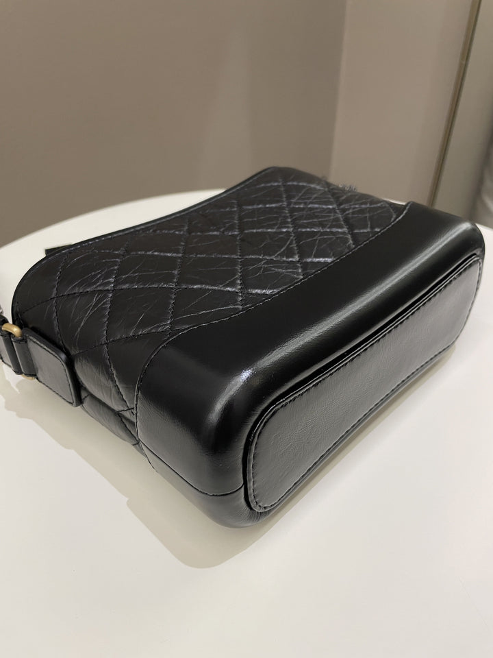 Chanel Quilted Gabrielle Hobo Black Aged Calfskin