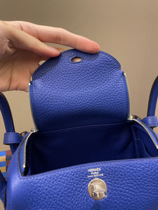 Hermes Mini Lindy Blue Royal Clemence