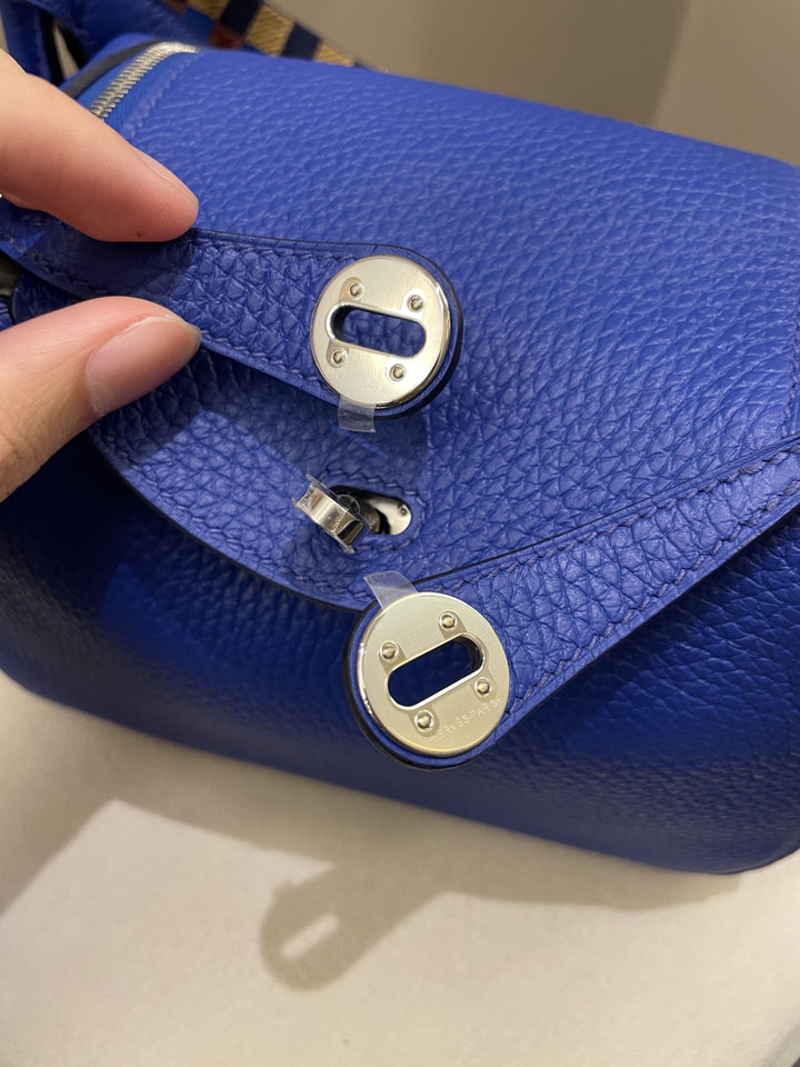 Hermes Mini Lindy Blue Royal Clemence