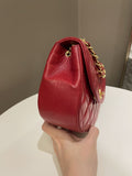 Chanel Vintage Quilted Cc Curve Bag Red Lambskin