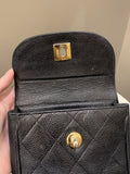 Chanel Vintage Quilted Cc Belt Bag Black Caviar