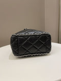 Chanel Cc Drawstring Bucket Chain Bag Black Aged Calfskin