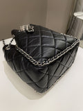 Chanel Cc Drawstring Bucket Chain Bag Black Aged Calfskin