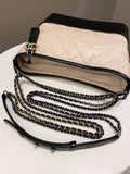 Chanel Quilted Gabrielle Hobo Beige / Black Aged Calfskin