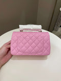 Chanel 23P Quilted Top Handle Mini Rectangular Candy Pink / Apple Green Lambskin