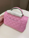 Chanel 23P Quilted Top Handle Mini Rectangular Candy Pink / Apple Green Lambskin