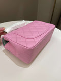 Chanel 23P Quilted Top Handle Mini Rectangular Candy Pink / Apple Green Lambskin
