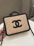 Chanel Filigree Vanity Case Dark Beige Caviar