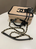 Chanel Filigree Vanity Case Dark Beige Caviar