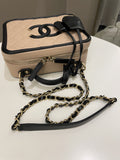 Chanel Filigree Vanity Case Dark Beige Caviar