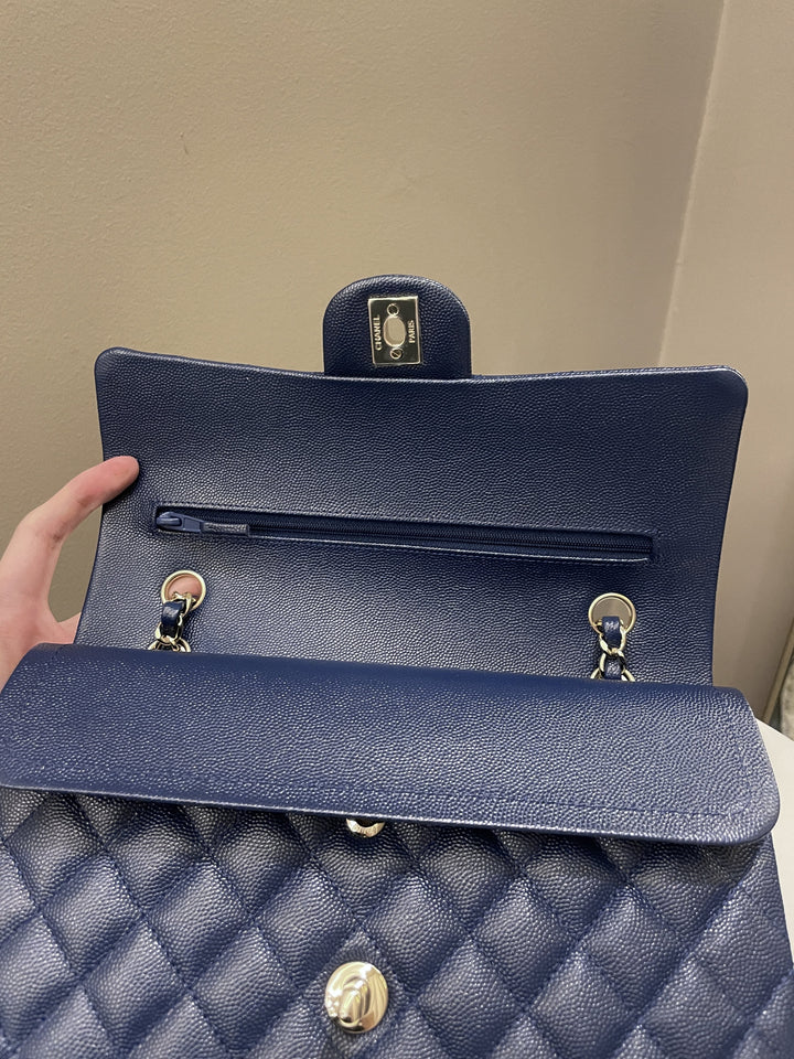 Chanel Classic Quilted Medium Double Flap Dark Navy Caviar