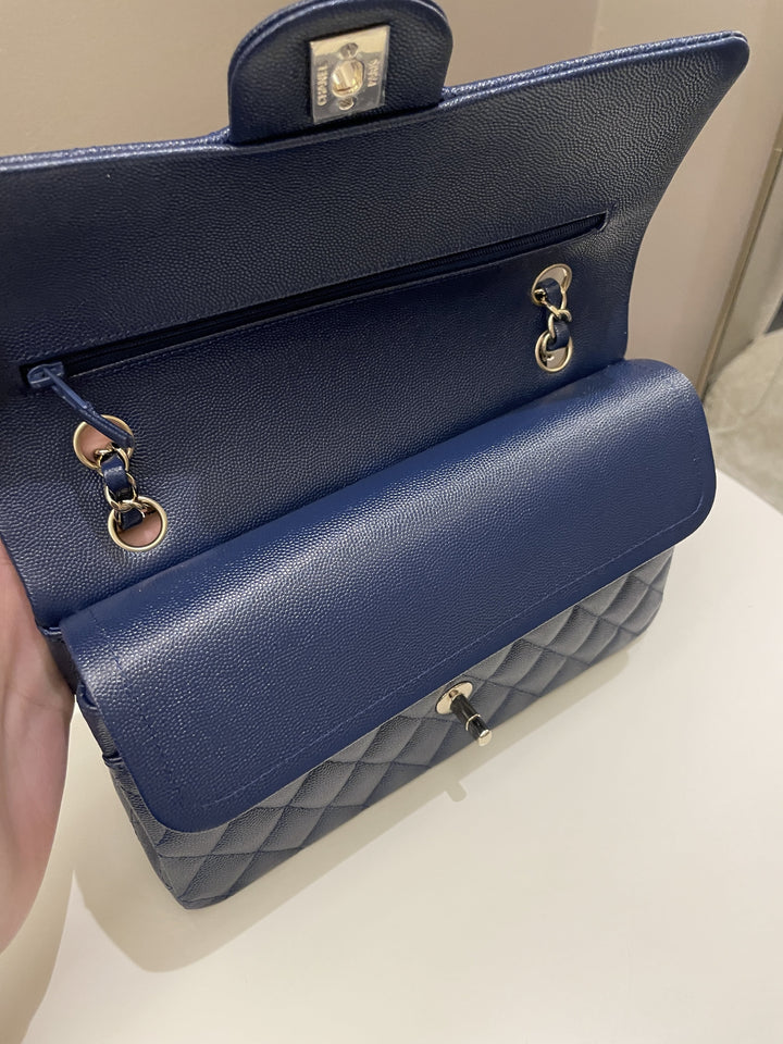 Chanel Classic Quilted Medium Double Flap Dark Navy Caviar