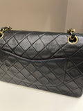Chanel Vintage Classic Quilted Medium Double Flap Black Lambskin