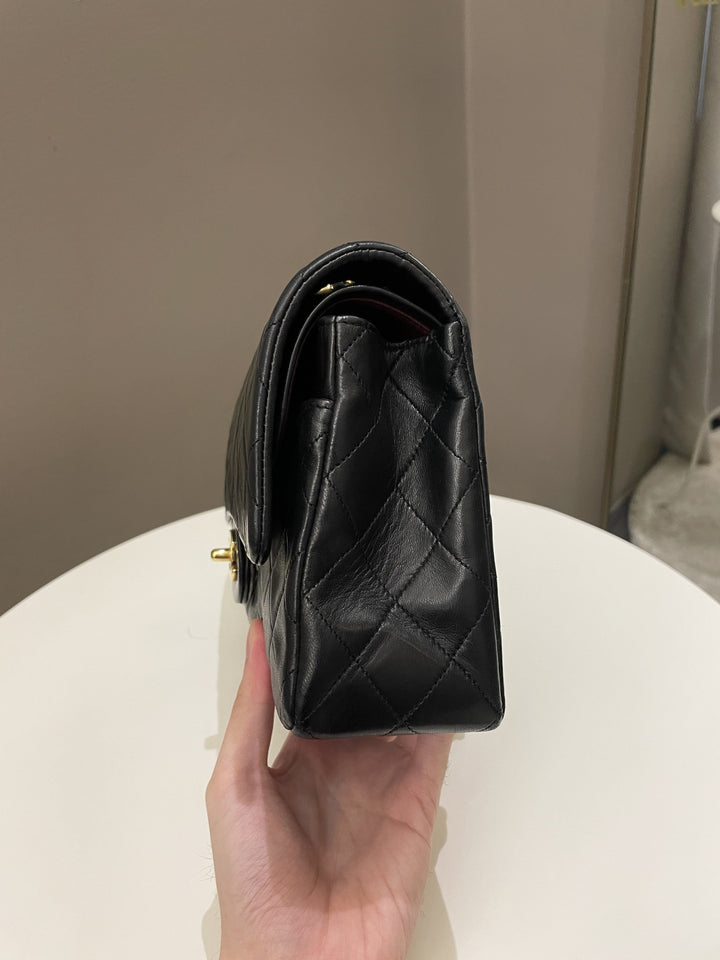 Chanel Vintage Classic Quilted Medium Double Flap Black Lambskin
