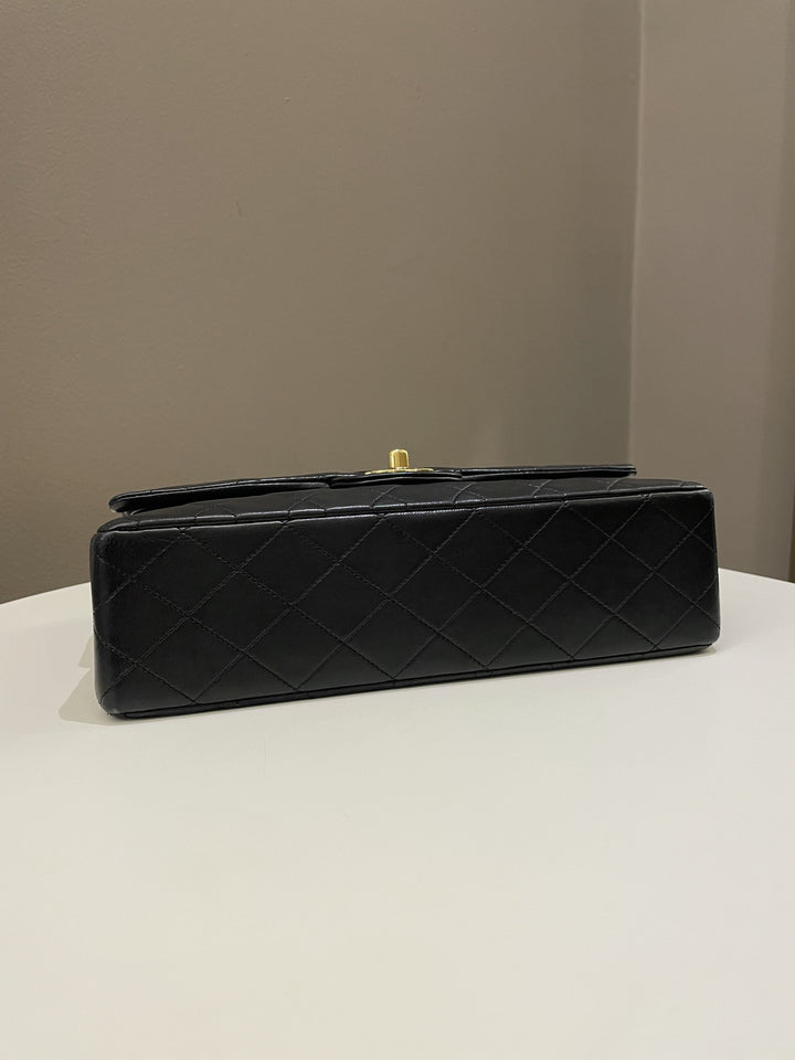 Chanel Vintage Classic Quilted Medium Double Flap Black Lambskin