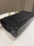 Chanel Vintage Classic Quilted Medium Double Flap Black Lambskin