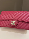 Chanel Classic Chevron Mini Rectangular Rose Fuchsia