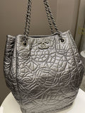 Chanel Camilla Graphic Embossed Bag Silver Patent