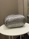 Chanel Camilla Graphic Embossed Bag Silver Patent