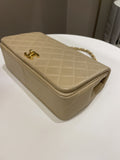 Chanel Vintage Quilted Full Flap Bag Beige Lambskin