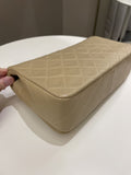 Chanel Vintage Quilted Full Flap Bag Beige Lambskin