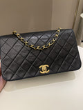 Chanel Vintage Quilted Full Flap Bag Black Lambskin