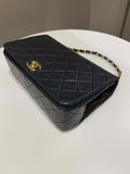 Chanel Vintage Quilted Full Flap Bag Black Lambskin