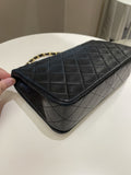 Chanel Vintage Quilted Full Flap Bag Black Lambskin