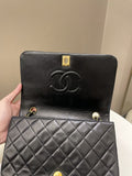 Chanel Vintage Quilted Full Flap Bag Black Lambskin