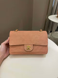 Chanel Vintage Classic Quilted Medium Flap Nude pink Suede