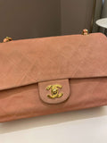 Chanel Vintage Classic Quilted Medium Flap Nude pink Suede