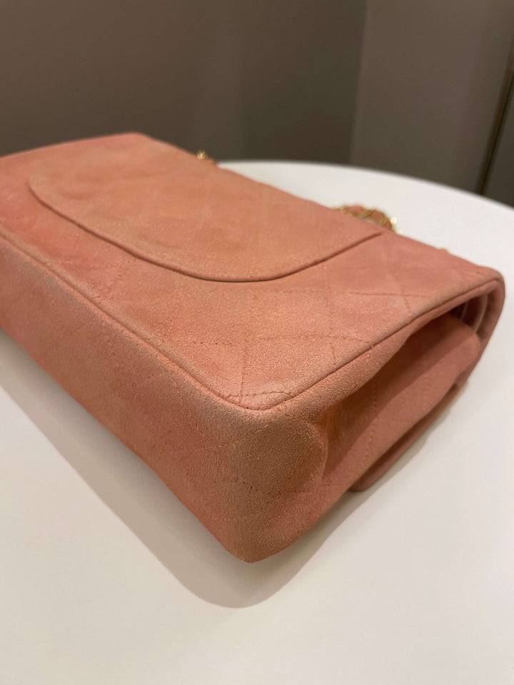 Chanel Vintage Classic Quilted Medium Flap Nude pink Suede