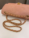 Chanel Vintage Classic Quilted Medium Flap Nude pink Suede