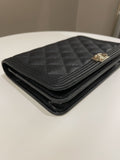 Chanel Quilted Boy Wallet On Chain Black Caviar