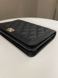 Chanel Quilted Boy Wallet On Chain Black Caviar
