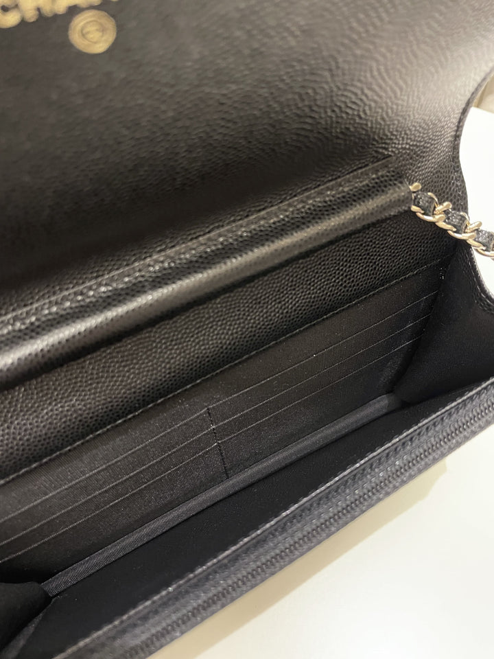 Chanel Quilted Boy Wallet On Chain Black Caviar