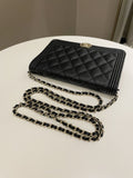 Chanel Quilted Boy Wallet On Chain Black Caviar