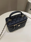 Chanel Quilted Mini Vanity Rectangular Top Handle Midnight Lambskin