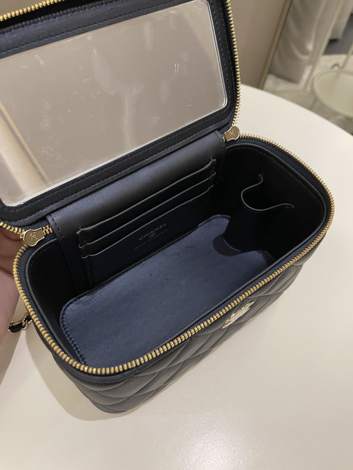 Chanel Quilted Mini Vanity Rectangular Top Handle Midnight Lambskin