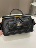 Chanel Polly Pocket Multi Pocket Vanity Case Bag Black Caviar