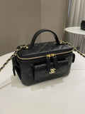 Chanel Polly Pocket Multi Pocket Vanity Case Bag Black Caviar