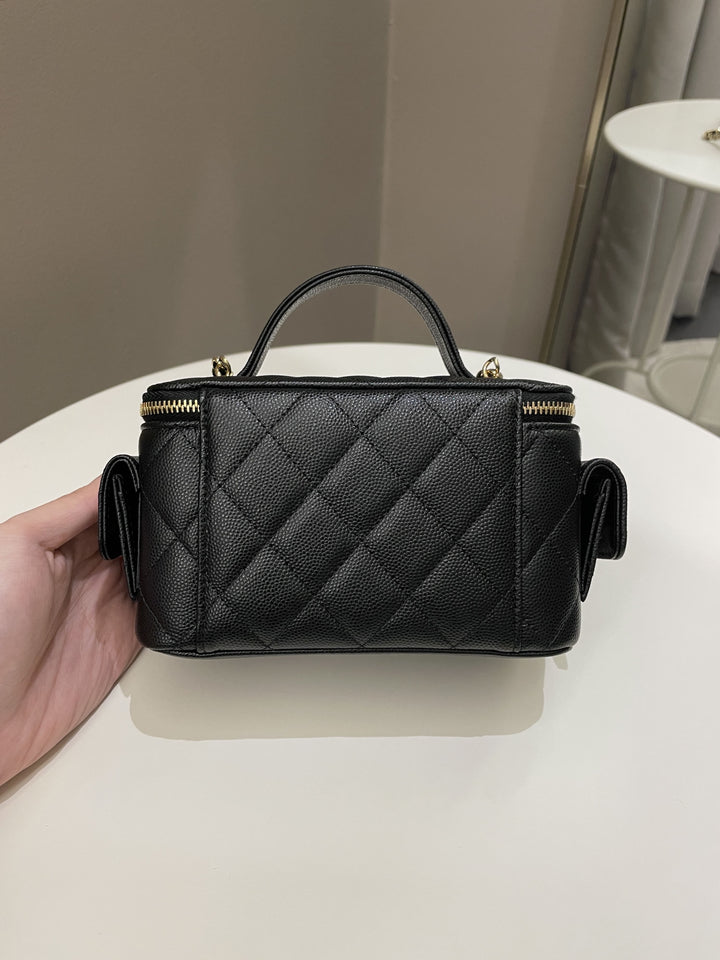 Chanel Polly Pocket Multi Pocket Vanity Case Bag Black Caviar