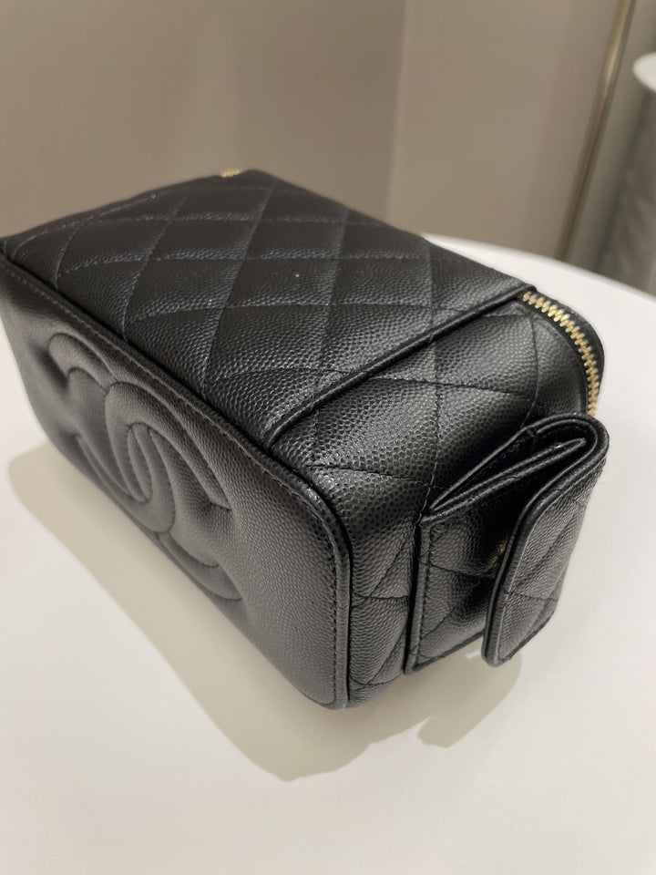 Chanel Polly Pocket Multi Pocket Vanity Case Bag Black Caviar