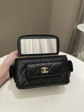 Chanel Polly Pocket Multi Pocket Vanity Case Bag Black Caviar