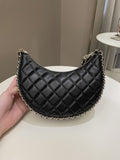 Chanel 23P Quilted Chain Around Hobo Bag Black Lambskin