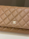 Chanel Classic Quilted Wallet on Chain Dark Nude Beige Caviar