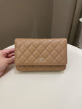 Chanel Classic Quilted Wallet on Chain Dark Nude Beige Caviar