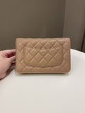 Chanel Classic Quilted Wallet on Chain Dark Nude Beige Caviar
