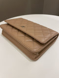 Chanel Classic Quilted Wallet on Chain Dark Nude Beige Caviar
